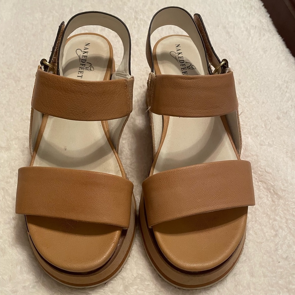Naked Feet Tan Platform Sandals with Chic Design only worn a few times
